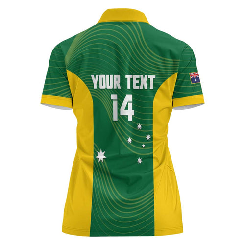 Custom Bowls Australia Women Polo Shirt National Color Curve Sporty - Aussie Hoodie