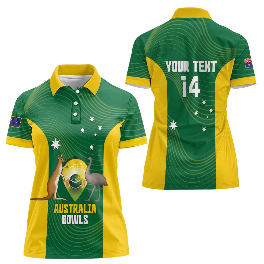 Custom Bowls Australia Women Polo Shirt National Color Curve Sporty - Aussie Hoodie