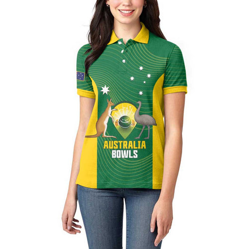 Custom Bowls Australia Women Polo Shirt National Color Curve Sporty - Aussie Hoodie