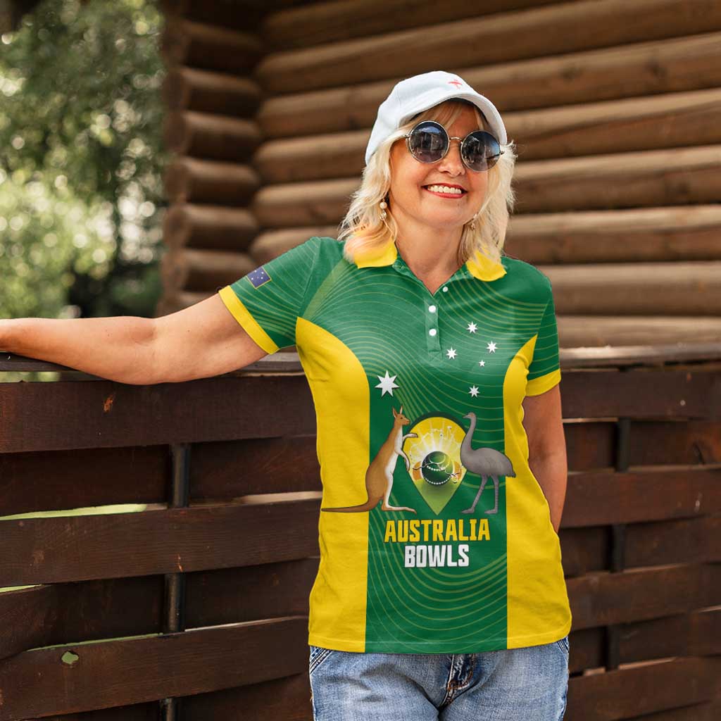 Custom Bowls Australia Women Polo Shirt National Color Curve Sporty - Aussie Hoodie