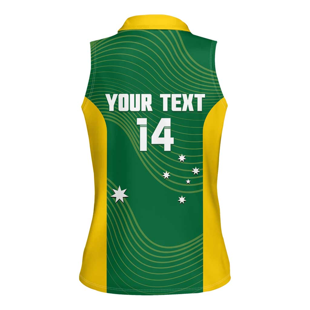 Custom Bowls Australia Women Sleeveless Polo Shirt National Color Curve Sporty - Aussie Hoodie