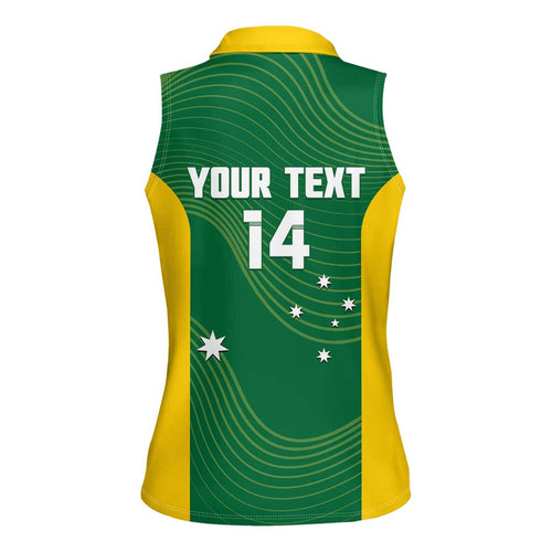 Custom Bowls Australia Women Sleeveless Polo Shirt National Color Curve Sporty - Aussie Hoodie