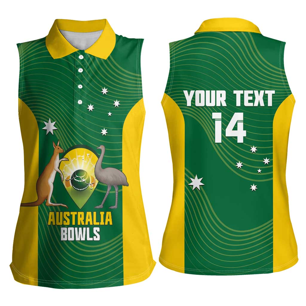Custom Bowls Australia Women Sleeveless Polo Shirt National Color Curve Sporty - Aussie Hoodie