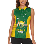 Custom Bowls Australia Women Sleeveless Polo Shirt National Color Curve Sporty - Aussie Hoodie
