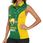 Custom Bowls Australia Women Sleeveless Polo Shirt National Color Curve Sporty - Aussie Hoodie