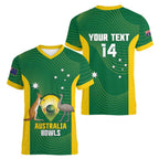 Custom Bowls Australia Women V-Neck T-Shirt National Color Curve Sporty - Aussie Hoodie