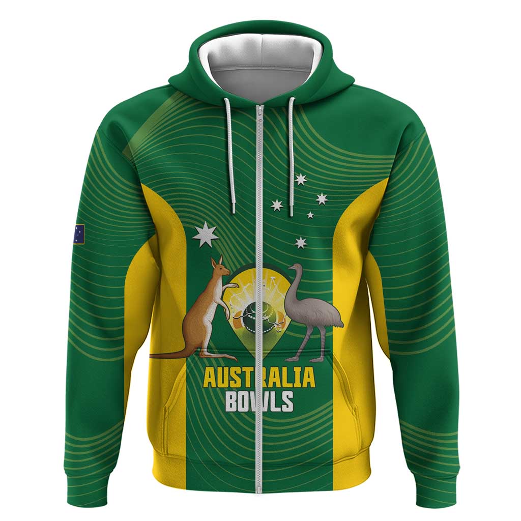 Custom Bowls Australia Zip Hoodie National Color Curve Sporty - Aussie Hoodie
