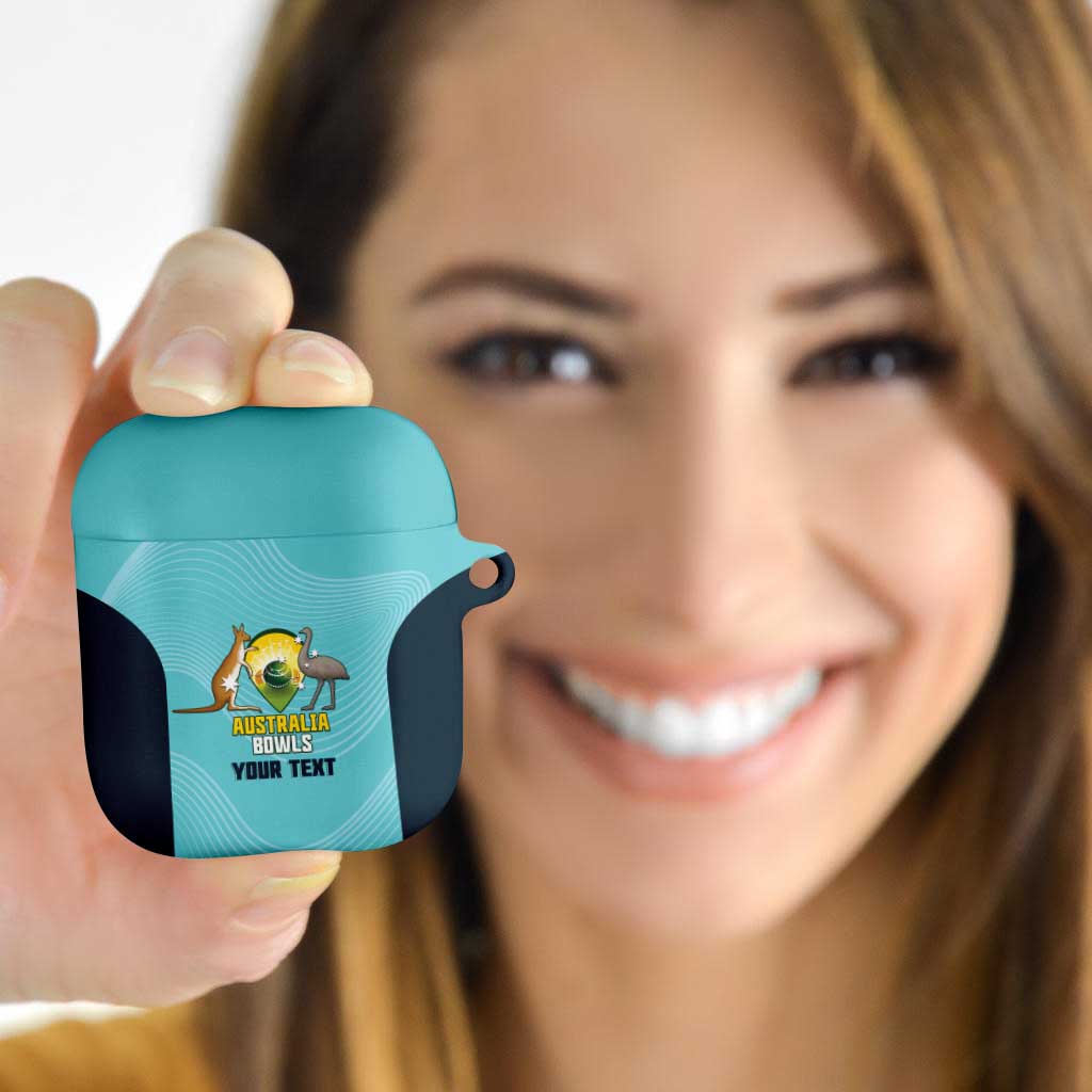 Custom Bowls Australia AirPods Case Teal Color Curve Sporty - Aussie Hoodie