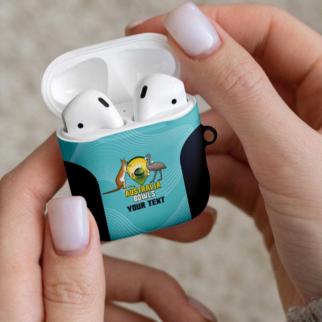 Custom Bowls Australia AirPods Case Teal Color Curve Sporty - Aussie Hoodie
