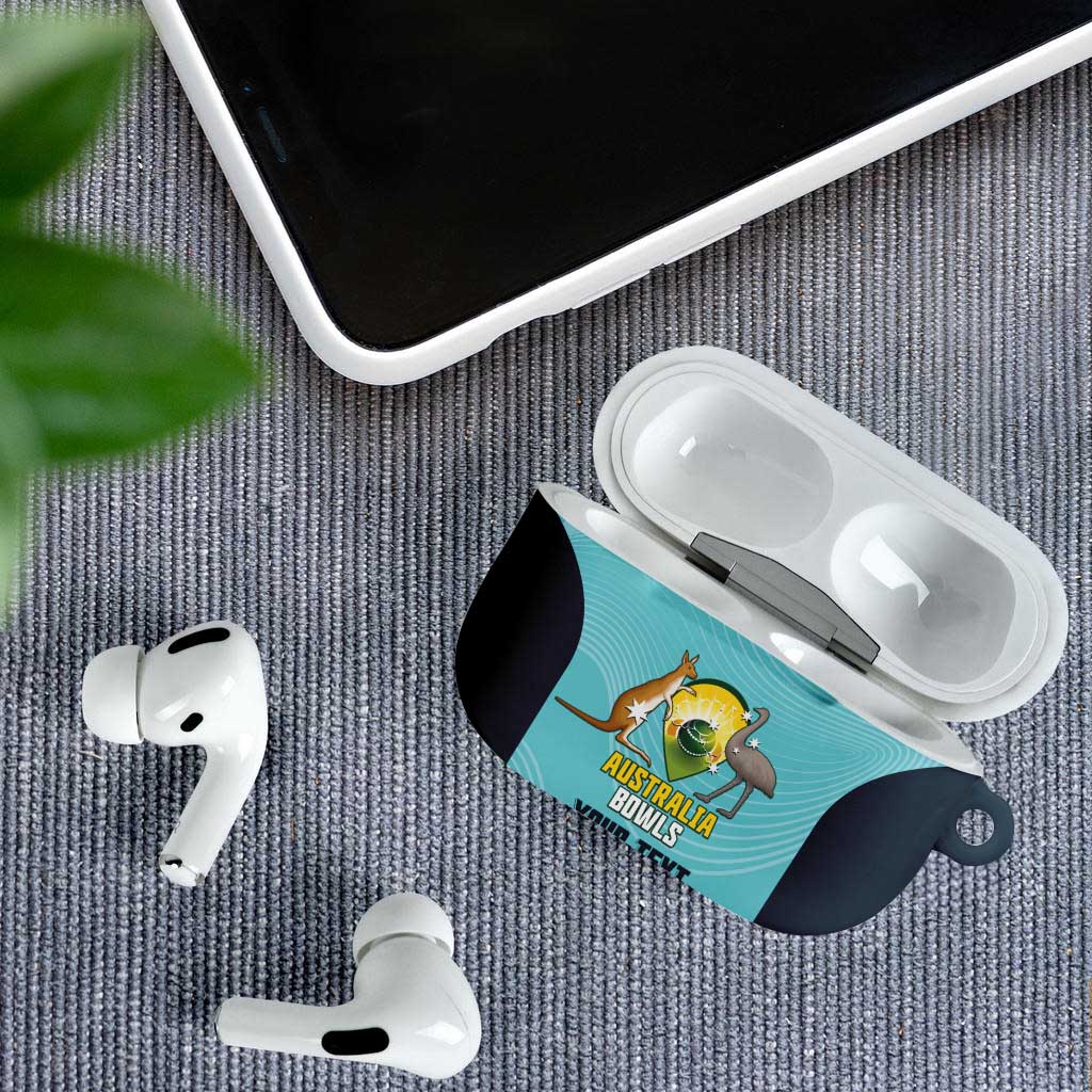 Custom Bowls Australia AirPods Case Teal Color Curve Sporty - Aussie Hoodie