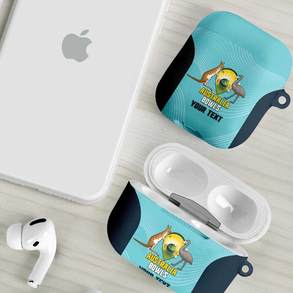 Custom Bowls Australia AirPods Case Teal Color Curve Sporty - Aussie Hoodie