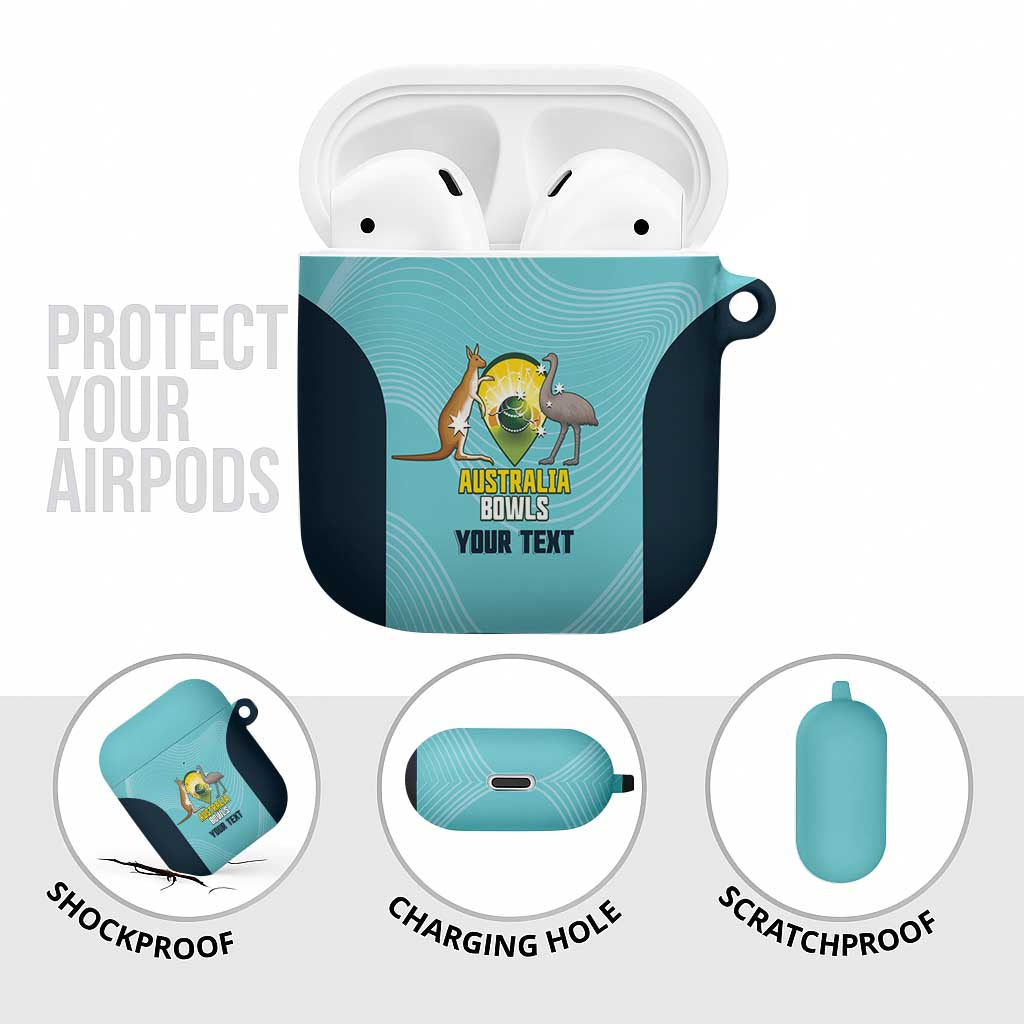 Custom Bowls Australia AirPods Case Teal Color Curve Sporty - Aussie Hoodie