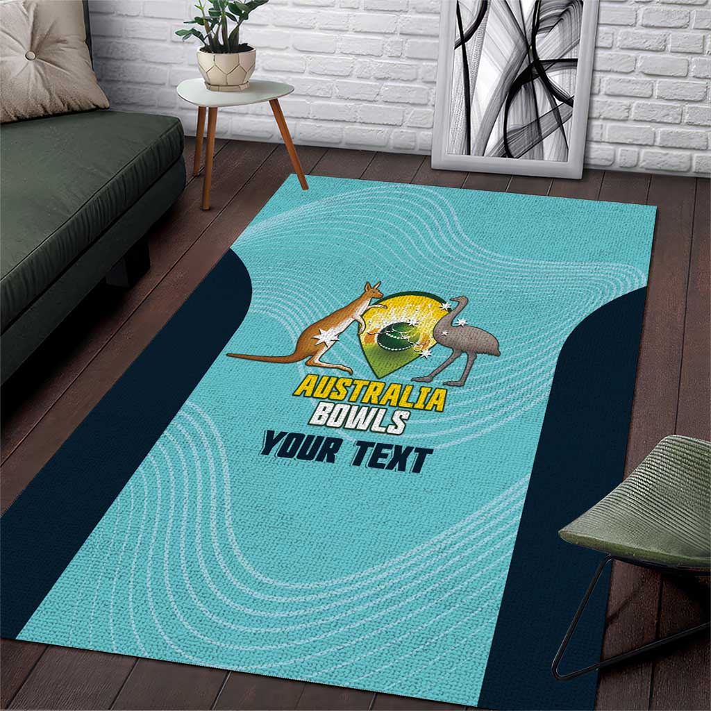 Custom Bowls Australia Area Rug Teal Color Curve Sporty - Aussie Hoodie