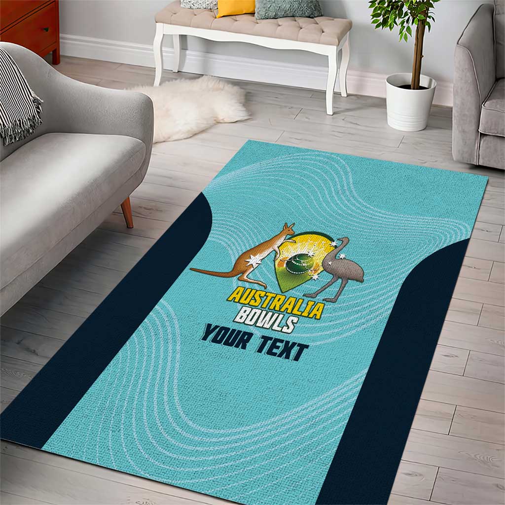 Custom Bowls Australia Area Rug Teal Color Curve Sporty - Aussie Hoodie