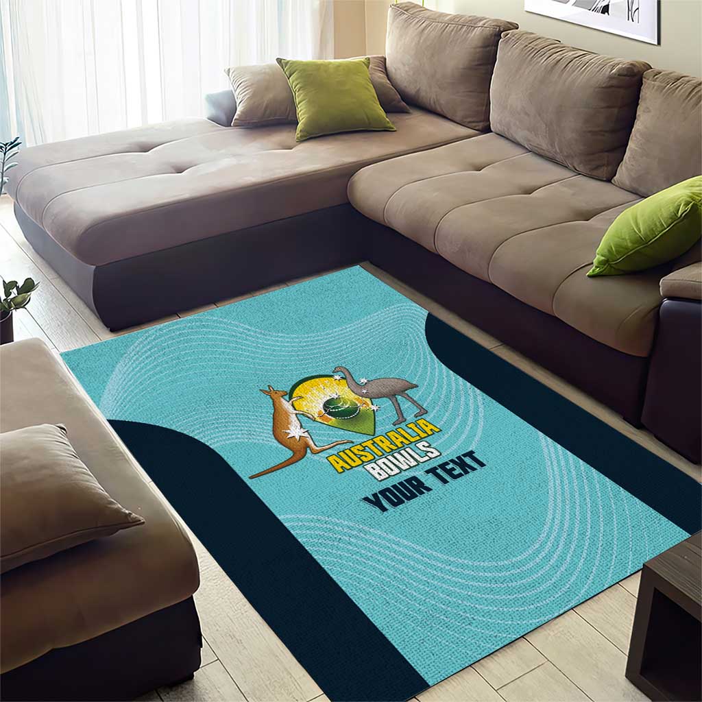 Custom Bowls Australia Area Rug Teal Color Curve Sporty - Aussie Hoodie