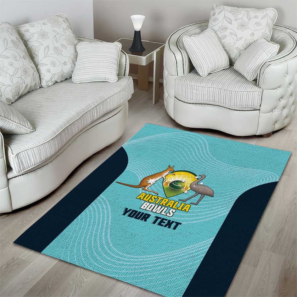 Custom Bowls Australia Area Rug Teal Color Curve Sporty - Aussie Hoodie