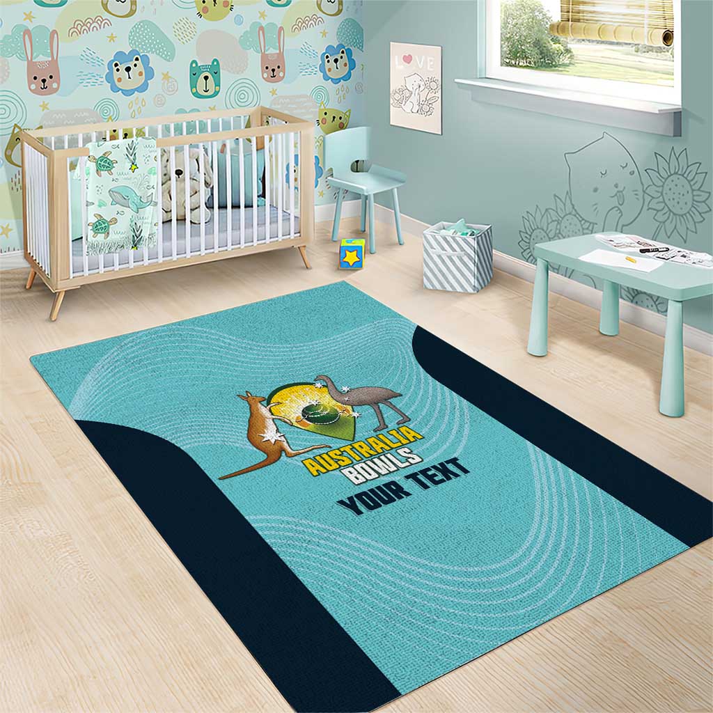 Custom Bowls Australia Area Rug Teal Color Curve Sporty - Aussie Hoodie