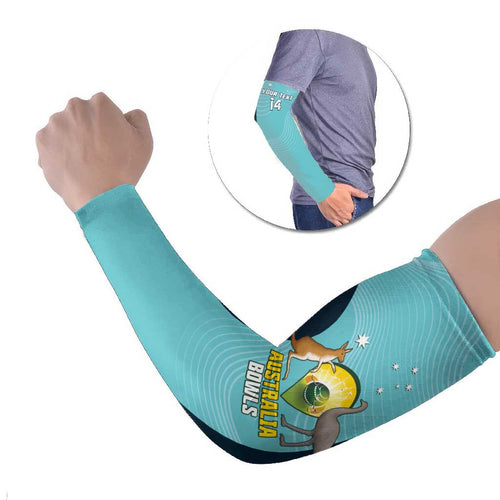 Custom Bowls Australia Arm Sleeves Teal Color Curve Sporty - Aussie Hoodie