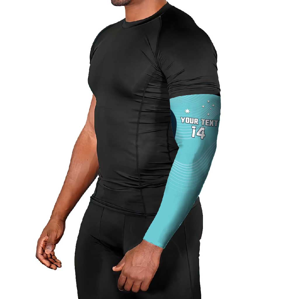 Custom Bowls Australia Arm Sleeves Teal Color Curve Sporty - Aussie Hoodie
