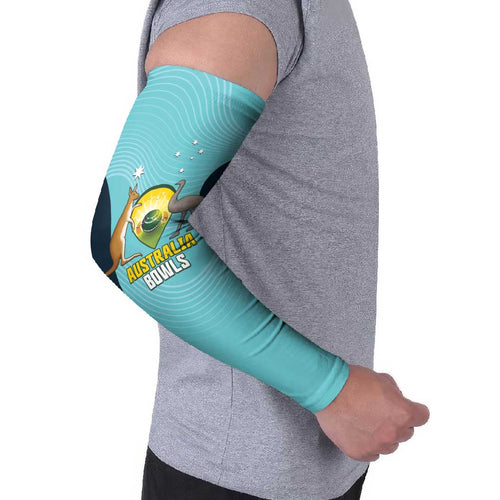 Custom Bowls Australia Arm Sleeves Teal Color Curve Sporty - Aussie Hoodie