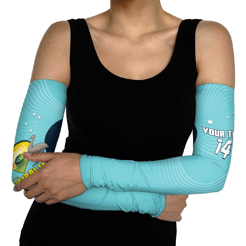 Custom Bowls Australia Arm Sleeves Teal Color Curve Sporty - Aussie Hoodie