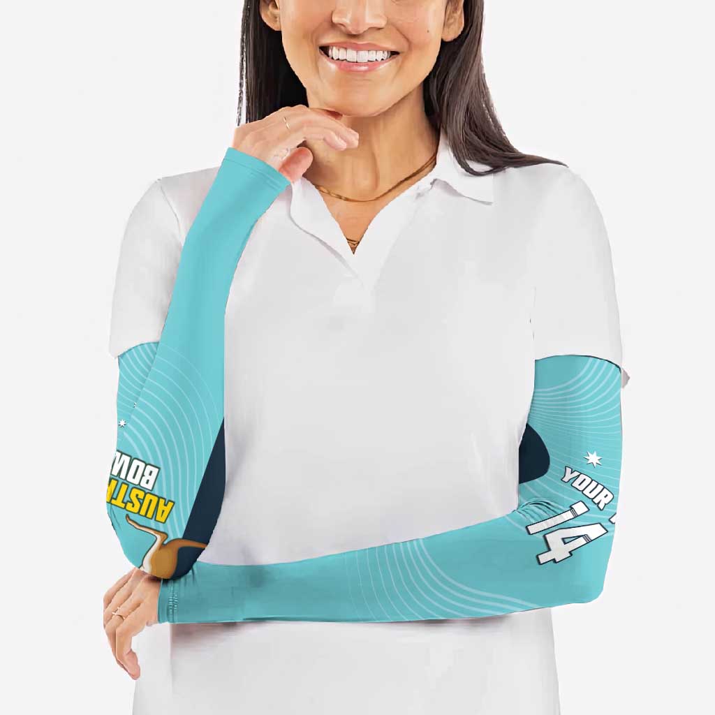 Custom Bowls Australia Arm Sleeves Teal Color Curve Sporty - Aussie Hoodie