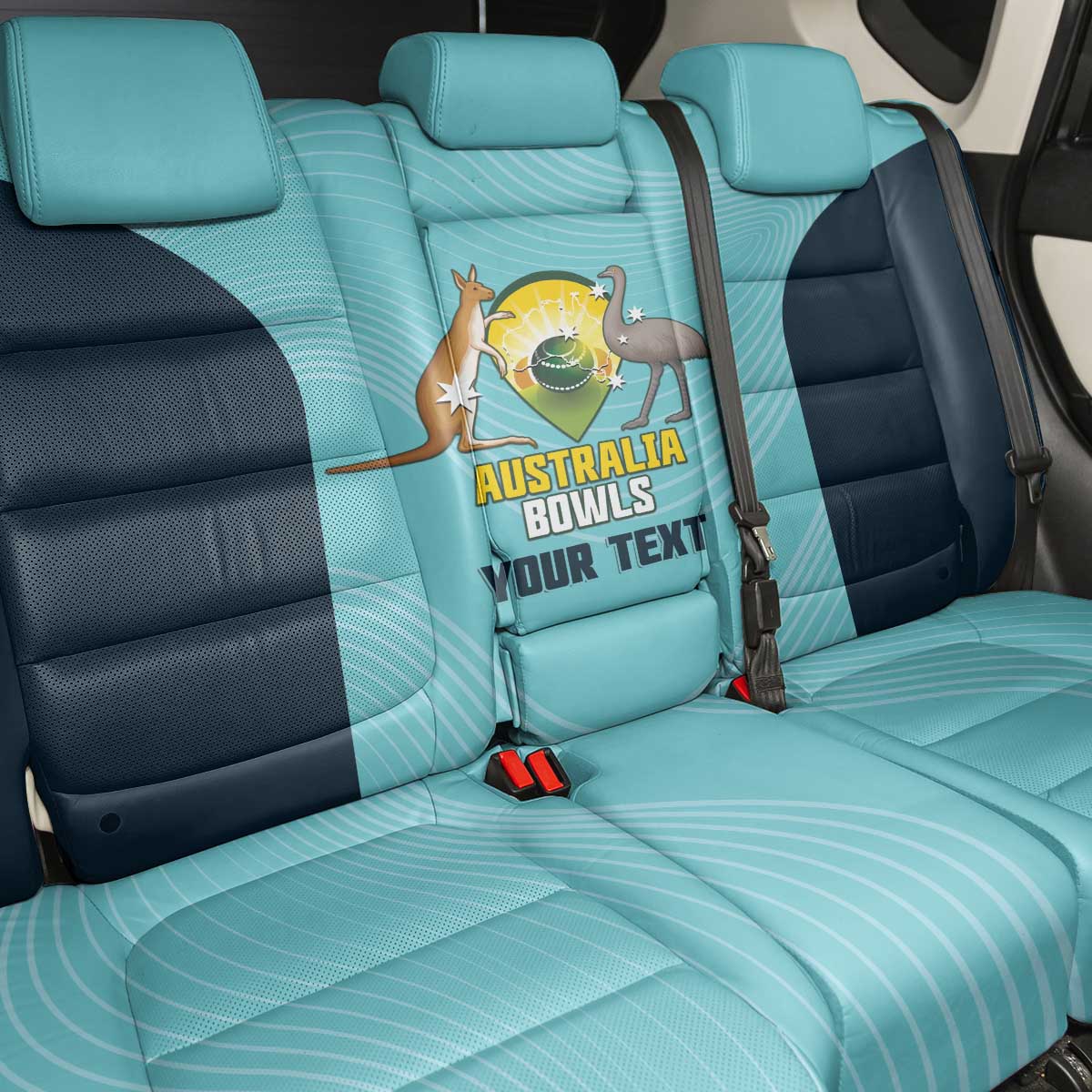 Custom Bowls Australia Back Car Seat Cover Teal Color Curve Sporty - Aussie Hoodie