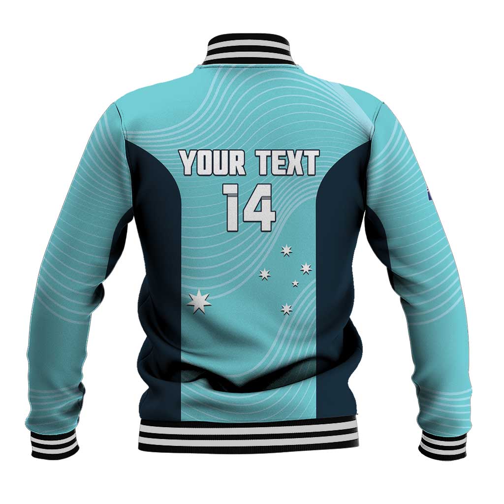 Custom Bowls Australia Baseball Jacket Teal Color Curve Sporty - Aussie Hoodie