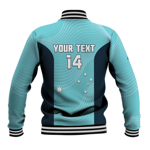 Custom Bowls Australia Baseball Jacket Teal Color Curve Sporty - Aussie Hoodie