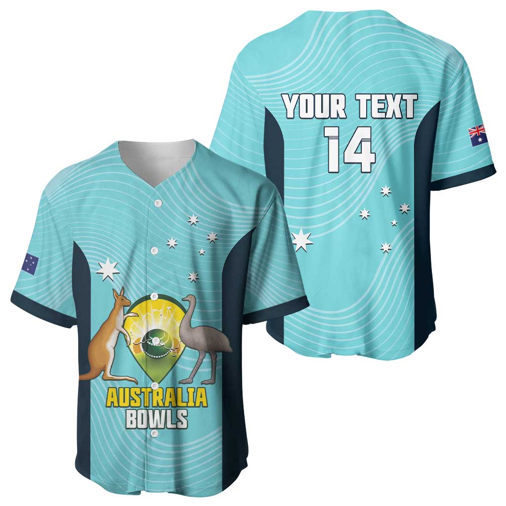 Custom Bowls Australia Baseball Jersey Teal Color Curve Sporty - Aussie Hoodie