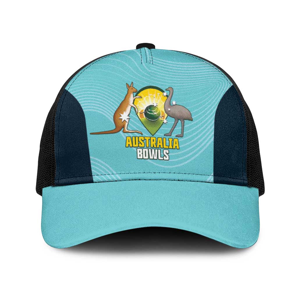 Bowls Australia Baseball Net Cap Teal Color Curve Sporty - Aussie Hoodie