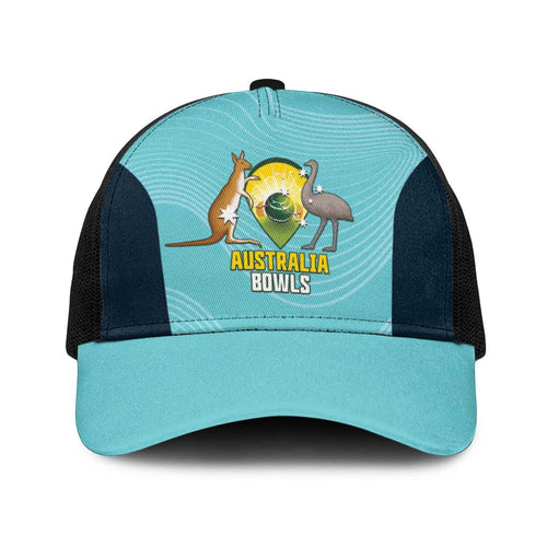 Bowls Australia Baseball Net Cap Teal Color Curve Sporty - Aussie Hoodie