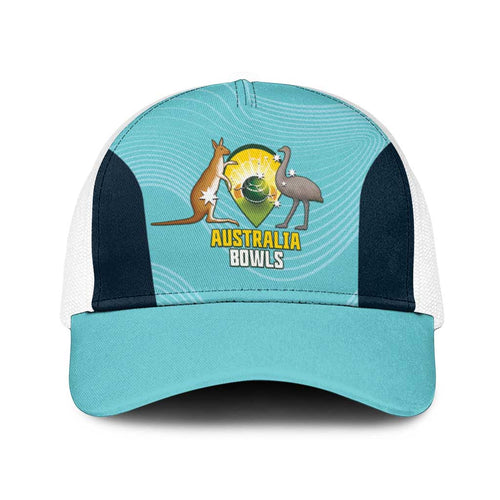 Bowls Australia Baseball Net Cap Teal Color Curve Sporty - Aussie Hoodie