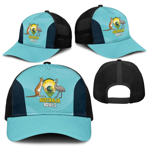 Bowls Australia Baseball Net Cap Teal Color Curve Sporty - Aussie Hoodie