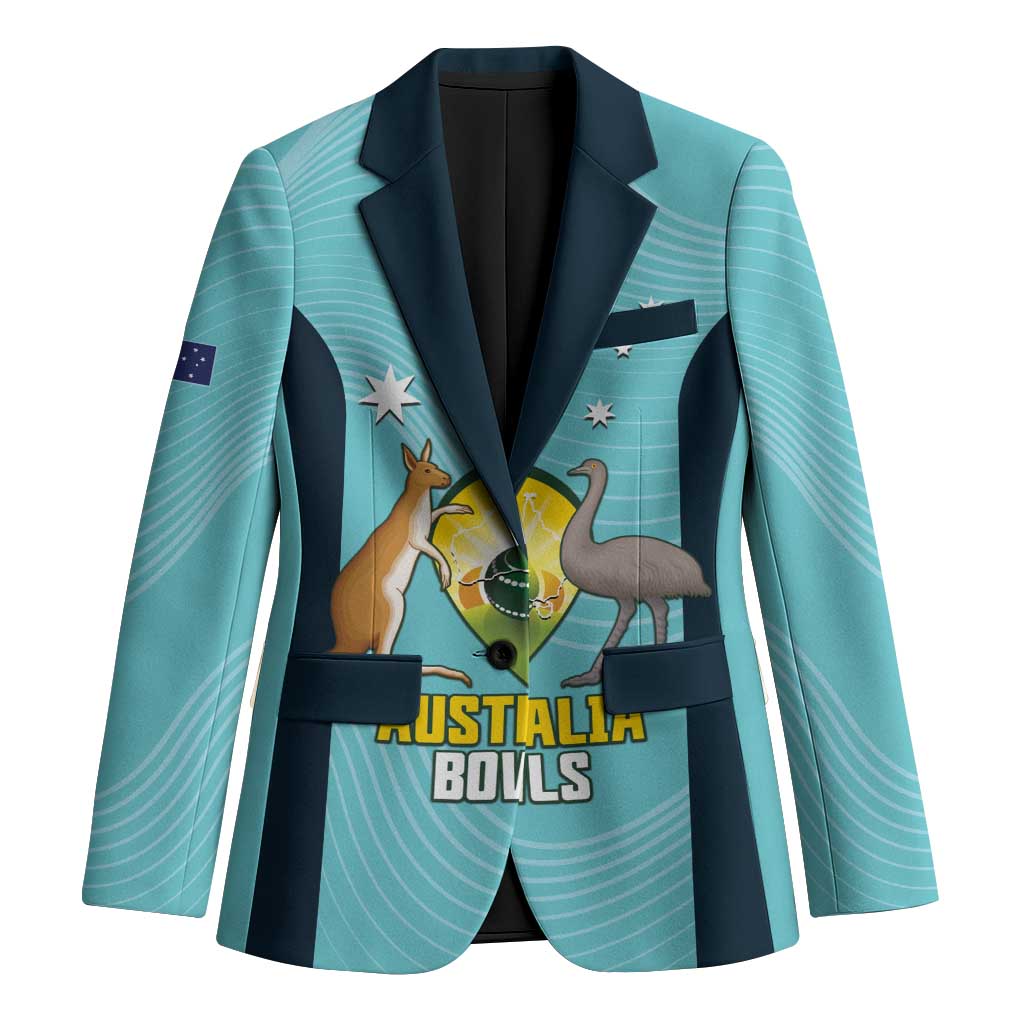 Custom Bowls Australia Blazer Teal Color Curve Sporty - Aussie Hoodie