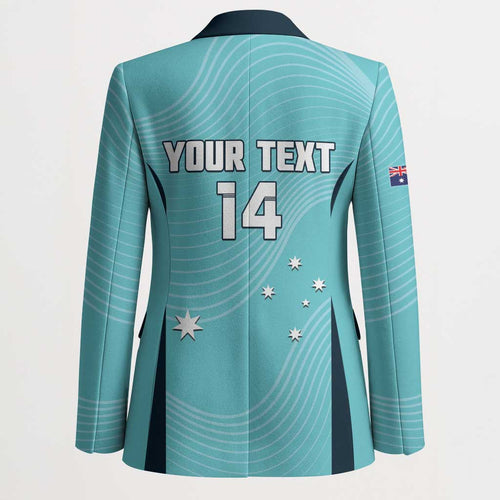 Custom Bowls Australia Blazer Teal Color Curve Sporty - Aussie Hoodie