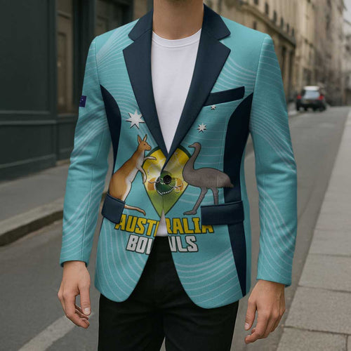 Custom Bowls Australia Blazer Teal Color Curve Sporty - Aussie Hoodie