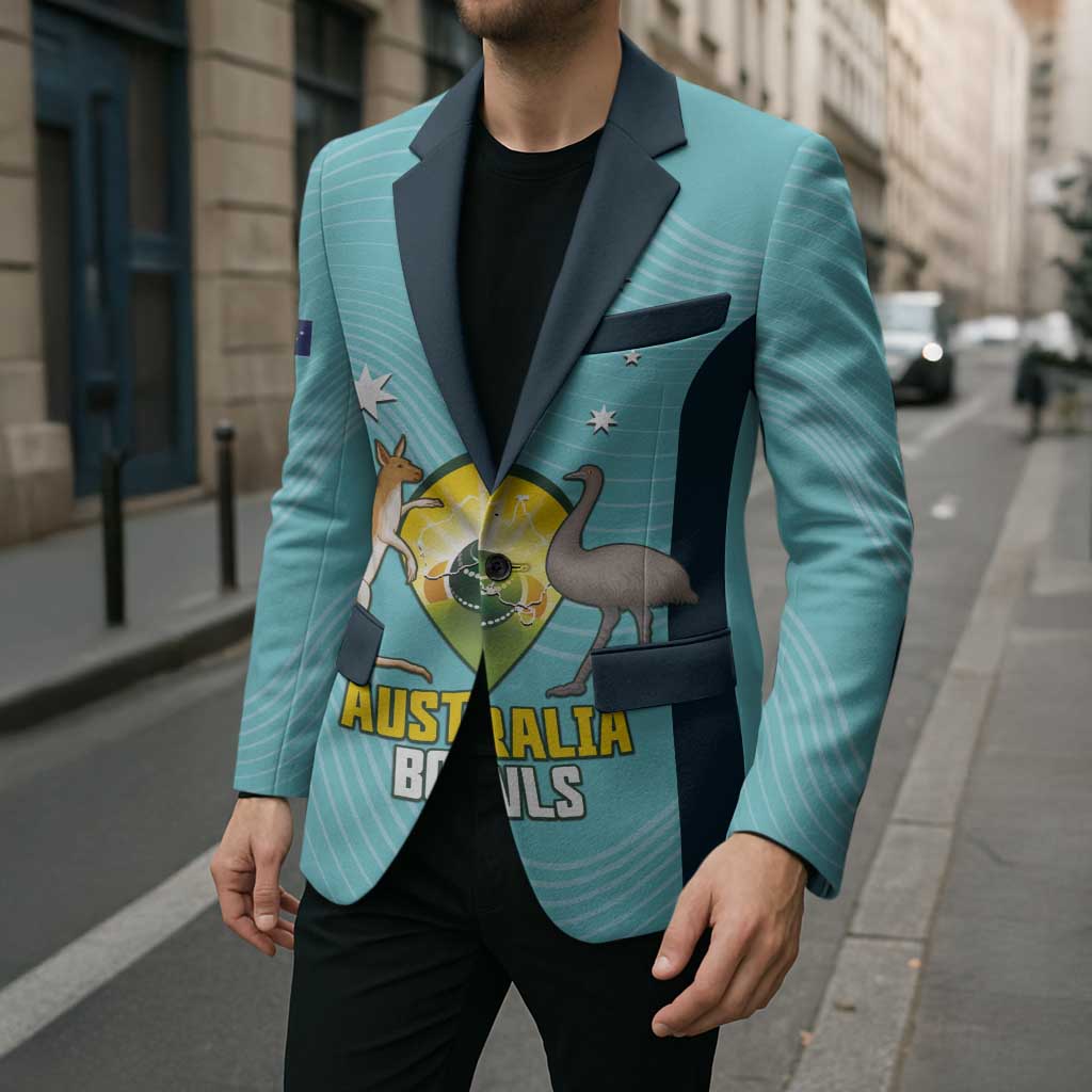 Custom Bowls Australia Blazer Teal Color Curve Sporty - Aussie Hoodie
