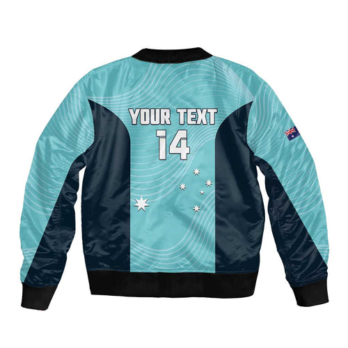 Custom Bowls Australia Bomber Jacket Teal Color Curve Sporty - Aussie Hoodie