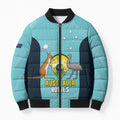 Custom Bowls Australia Bomber Puffer Jacket Teal Color Curve Sporty - Aussie Hoodie