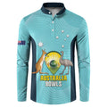 Custom Bowls Australia Button Sweatshirt Teal Color Curve Sporty - Aussie Hoodie