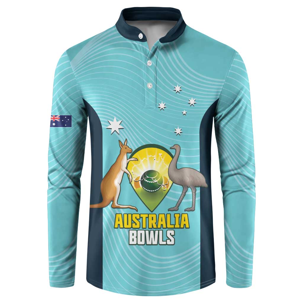 Custom Bowls Australia Button Sweatshirt Teal Color Curve Sporty - Aussie Hoodie