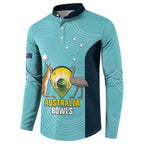 Custom Bowls Australia Button Sweatshirt Teal Color Curve Sporty - Aussie Hoodie