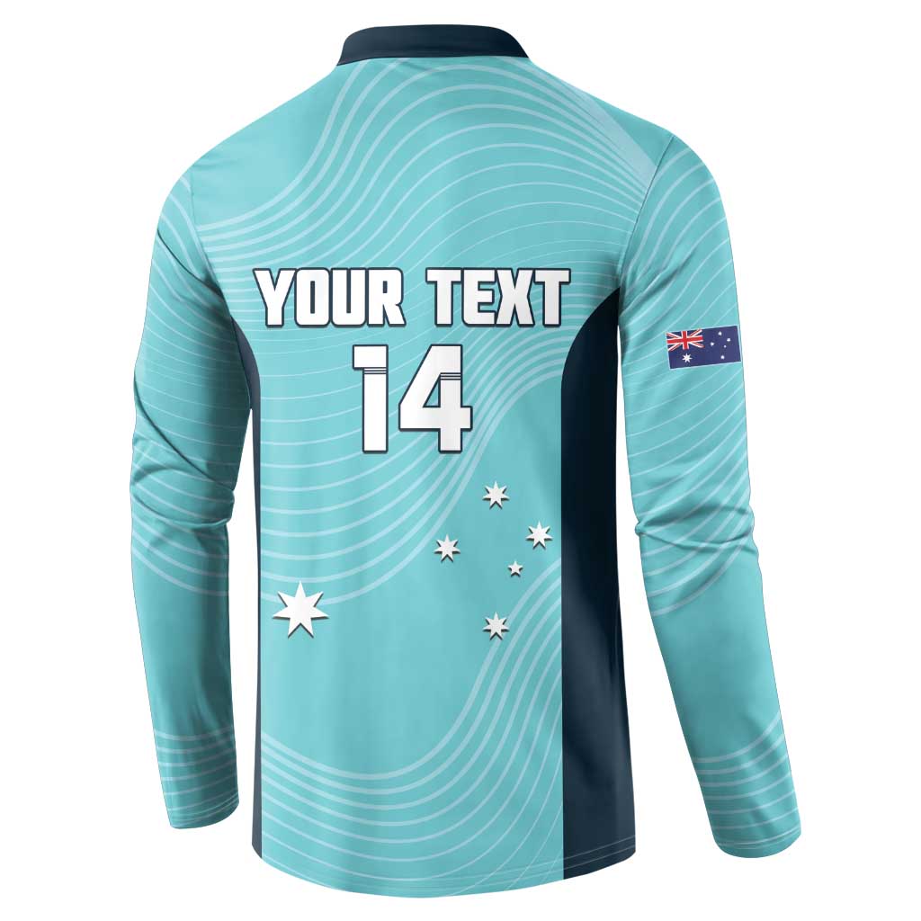 Custom Bowls Australia Button Sweatshirt Teal Color Curve Sporty - Aussie Hoodie