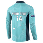 Custom Bowls Australia Button Sweatshirt Teal Color Curve Sporty - Aussie Hoodie