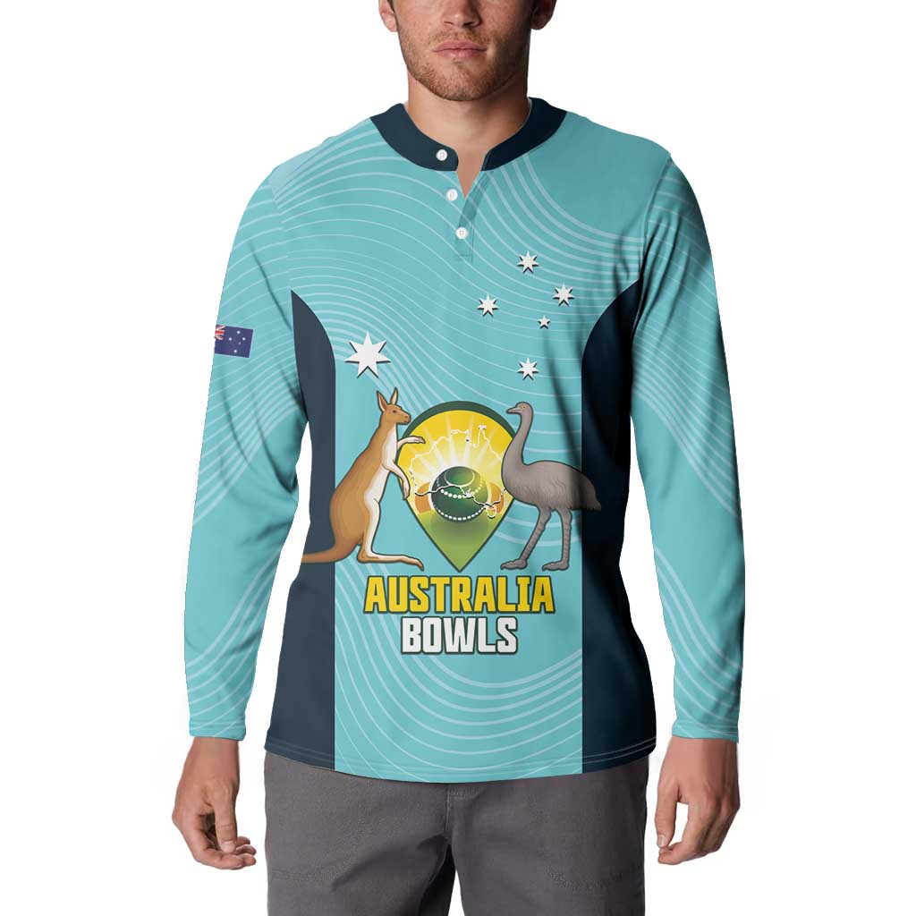 Custom Bowls Australia Button Sweatshirt Teal Color Curve Sporty - Aussie Hoodie