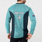 Custom Bowls Australia Button Sweatshirt Teal Color Curve Sporty - Aussie Hoodie
