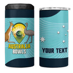 Custom Bowls Australia 4 in 1 Can Cooler Tumbler Teal Color Curve Sporty - Aussie Hoodie
