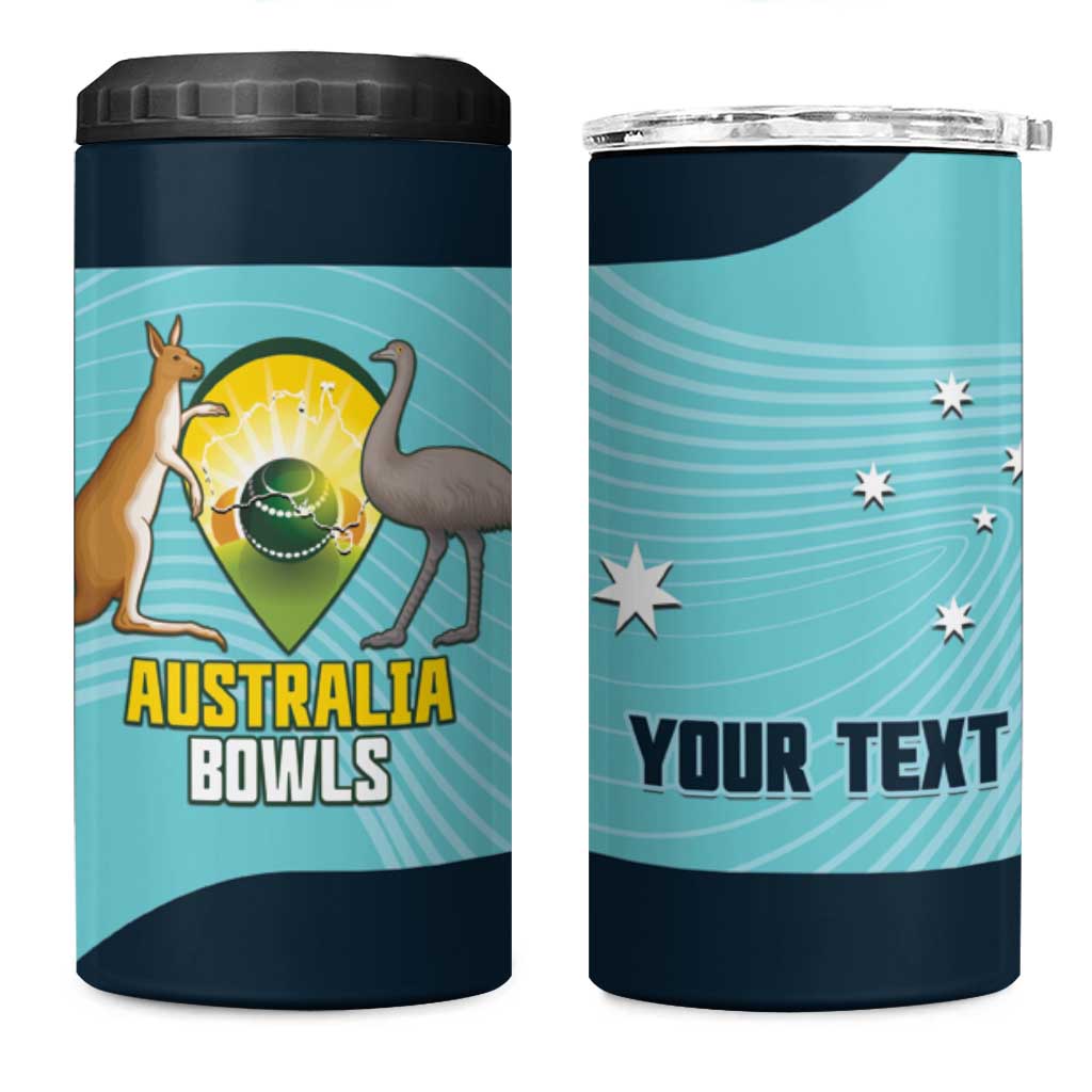 Custom Bowls Australia 4 in 1 Can Cooler Tumbler Teal Color Curve Sporty - Aussie Hoodie