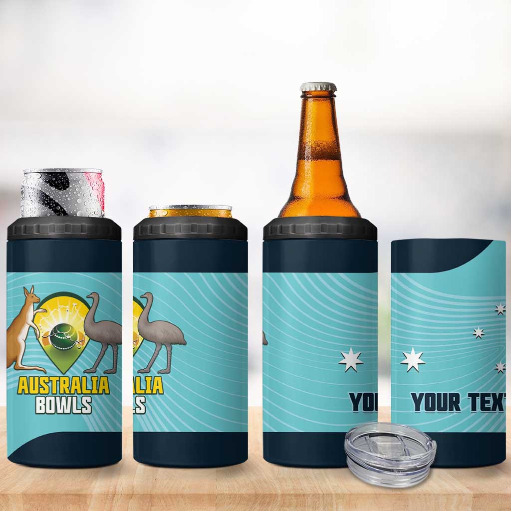 Custom Bowls Australia 4 in 1 Can Cooler Tumbler Teal Color Curve Sporty - Aussie Hoodie